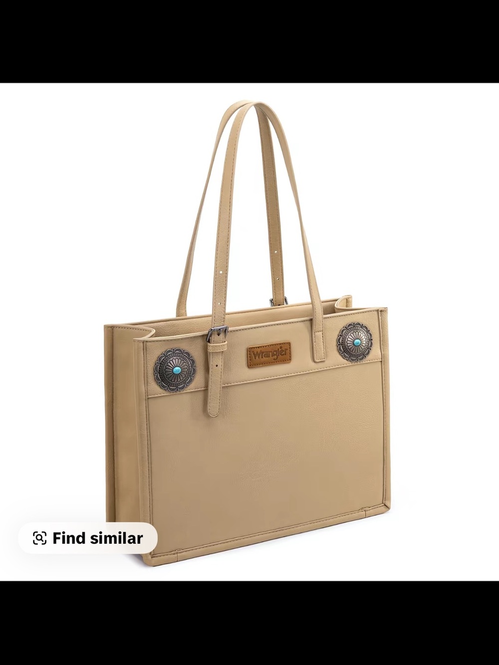Wrangler Khaki Leather Tote Bag with Concho Accents. NWT